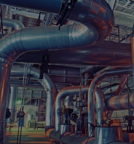 Gas pipelines inside an industrial plant